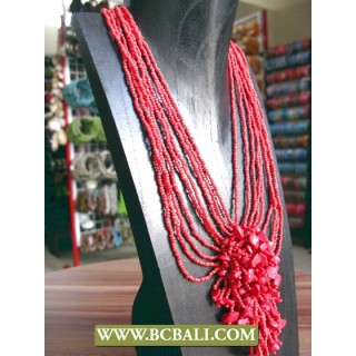 Reds Stone Beading Necklaces